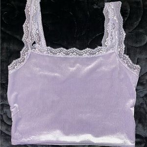lavender velvet crop top with lace detail!!🦄